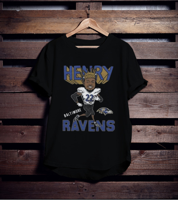 Baltimore Ravens Henry 22 Football Character With Crown T-Shirt