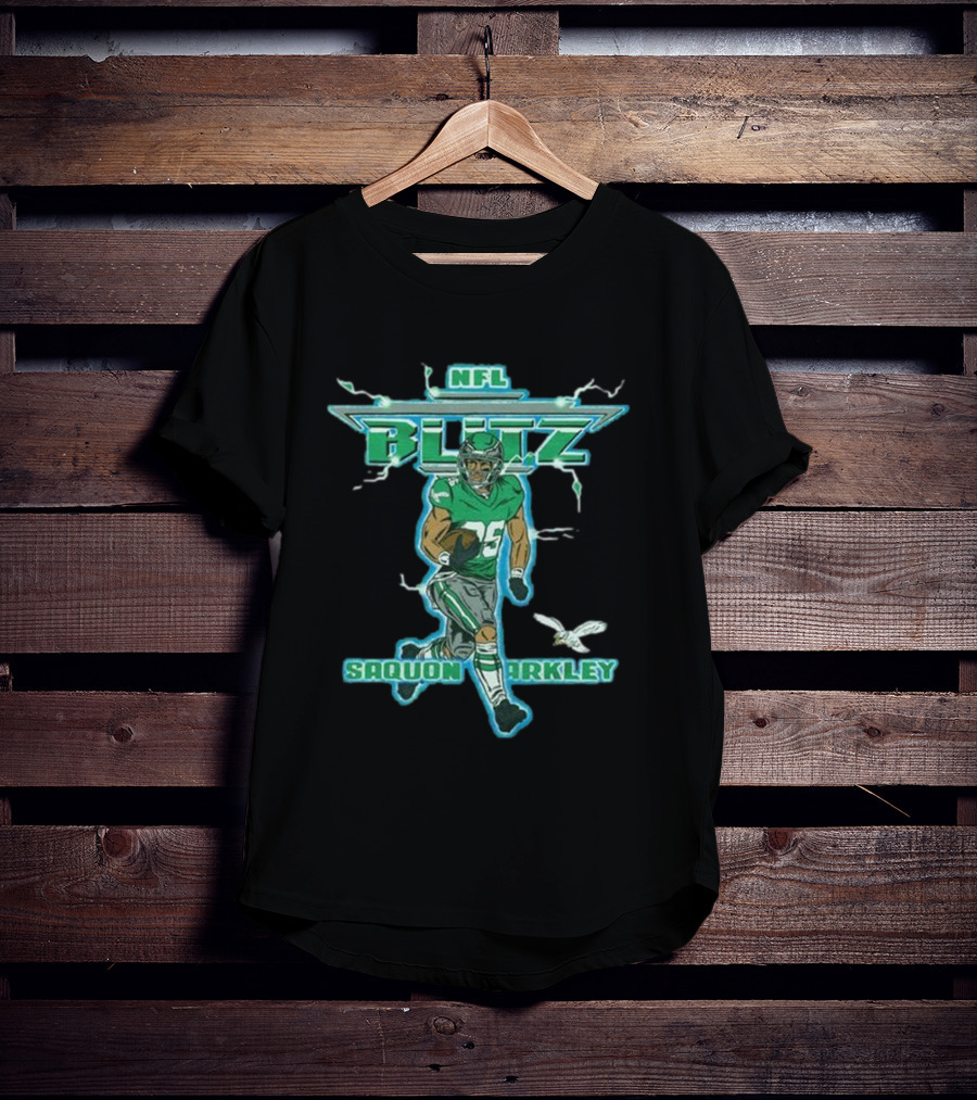 NFL Blitz Eagles Saquon Barkley 26 With Lightning And Wings T-Shirt