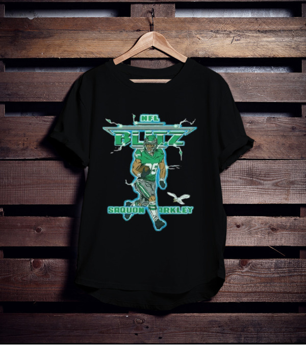 NFL Blitz Eagles Saquon Barkley 26 With Lightning And Wings T-Shirt