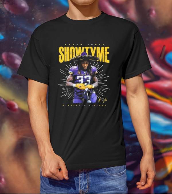 Aaron Jones Showtyme Minnesota Vikings NFL Football Signature 33 T-Shirt