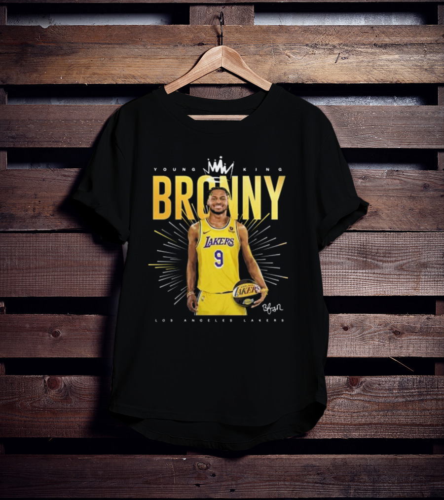 Young King Bronny James Los Angeles Lakers 9 Signature T-Shirt