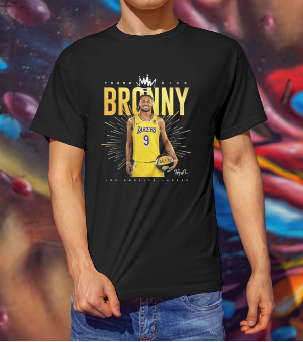 Young King Bronny James Los Angeles Lakers 9 Signature T-Shirt