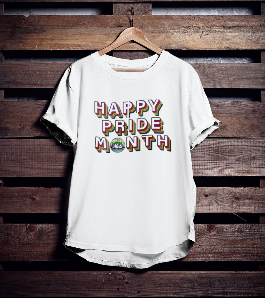 Happy Pride Month NY Mets Rainbow Lettering T-Shirt