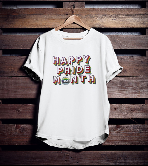 Happy Pride Month NY Mets Rainbow Lettering T-Shirt
