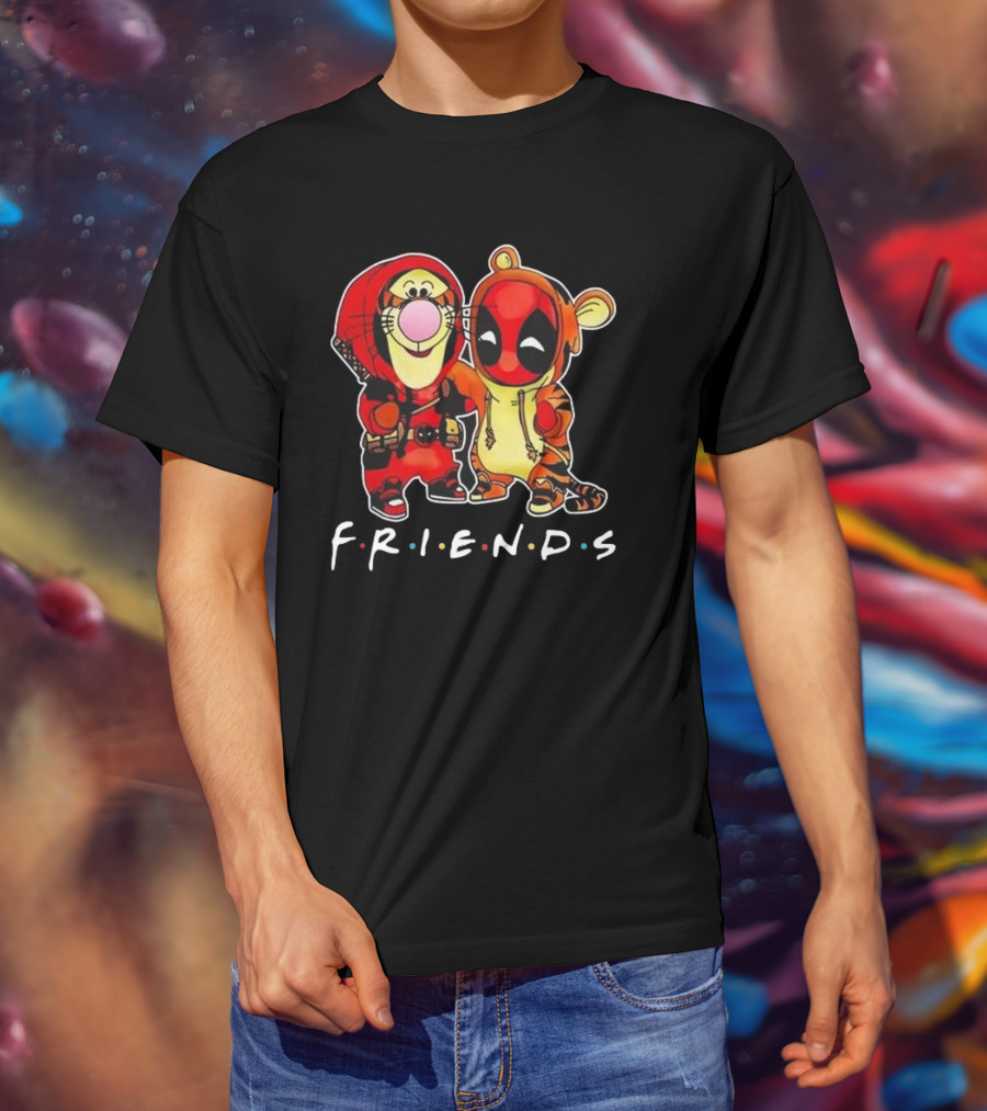 Friends Disney Winnie The Pooh Tigger And Deadpool T-Shirt