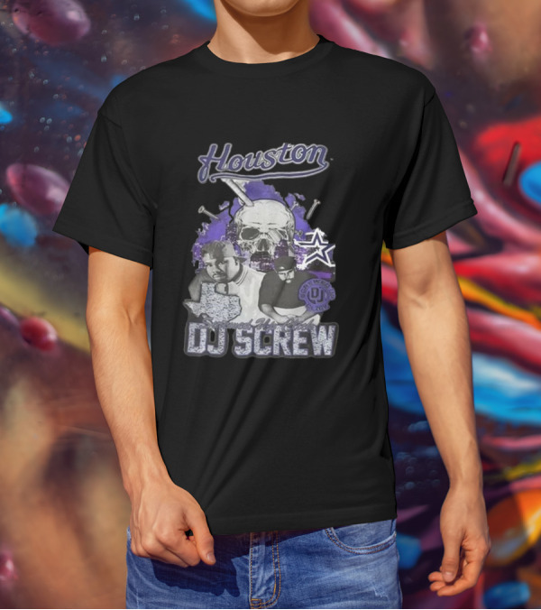 Houston Screwed Up Click DJ Screw Texas Skull Stars T-Shirt