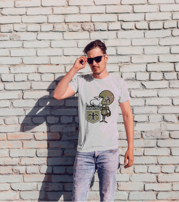 New Orleans Saints Alt Logo 1967 Cartoon Character Football Crest T-Shirt