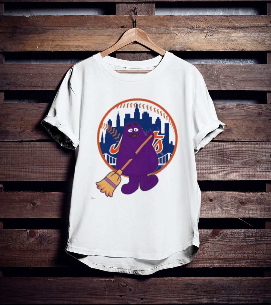 New York Mets Grimace Character Broom Sweep LFGM T-Shirt