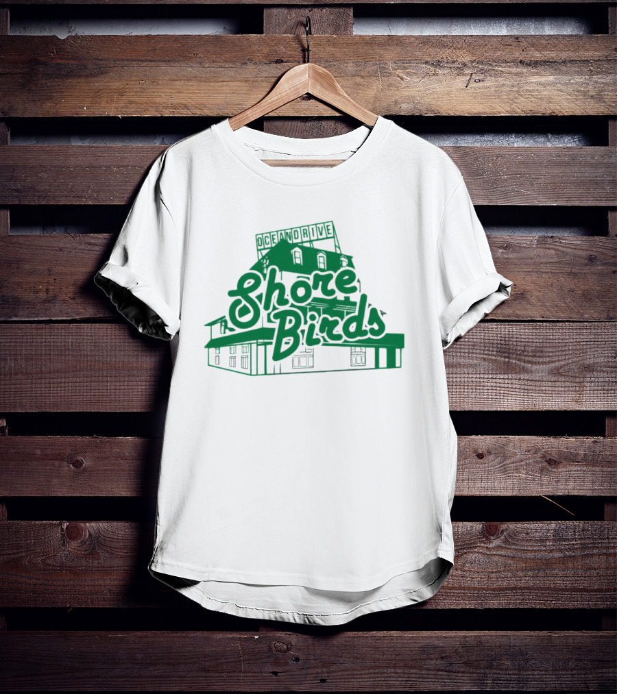 Ocean Drive Shore Birds Retro Sign Building T-Shirt