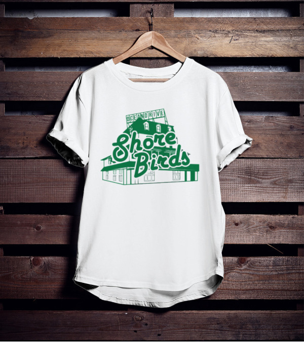 Ocean Drive Shore Birds Retro Sign Building T-Shirt