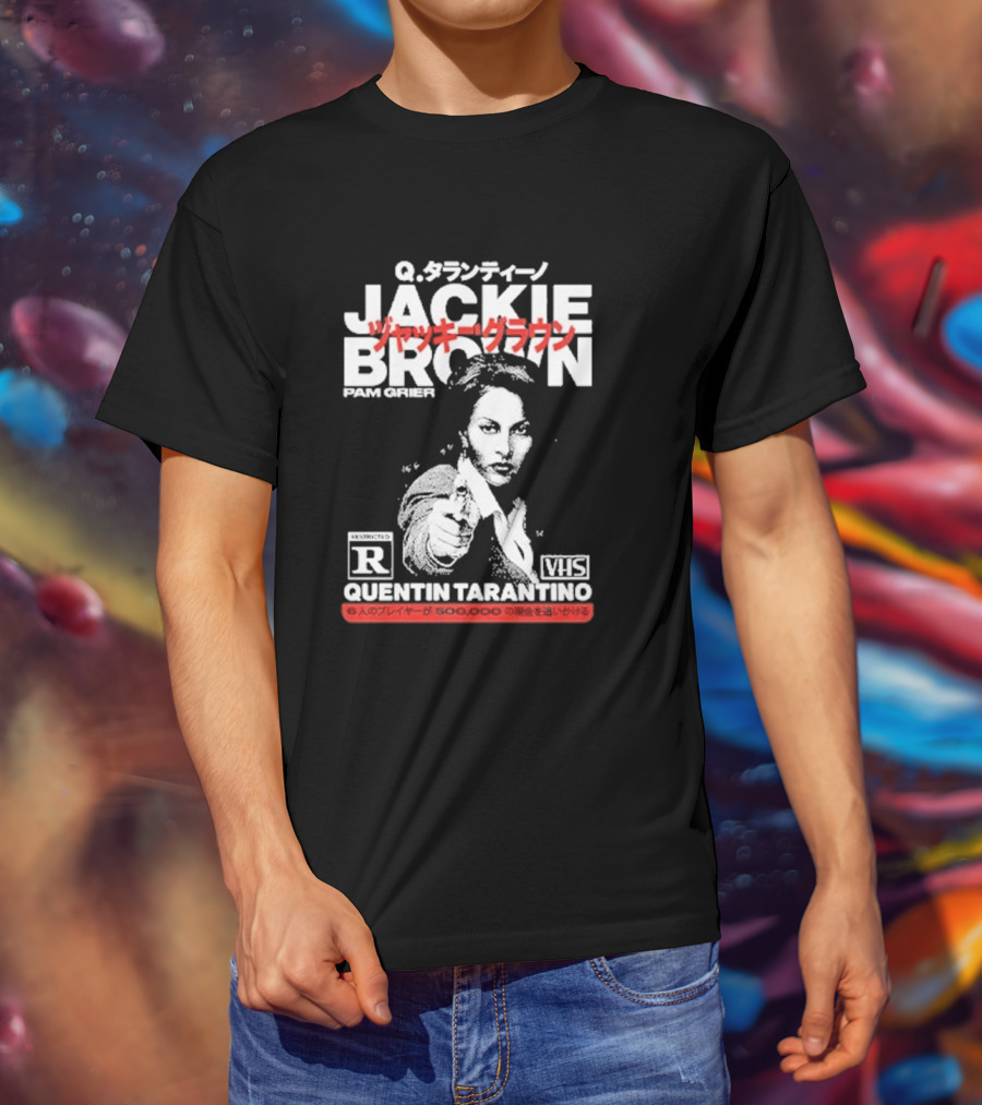 Jackie Brown Pam Grier Quentin Tarantino VHS Restricted R Q T-Shirt
