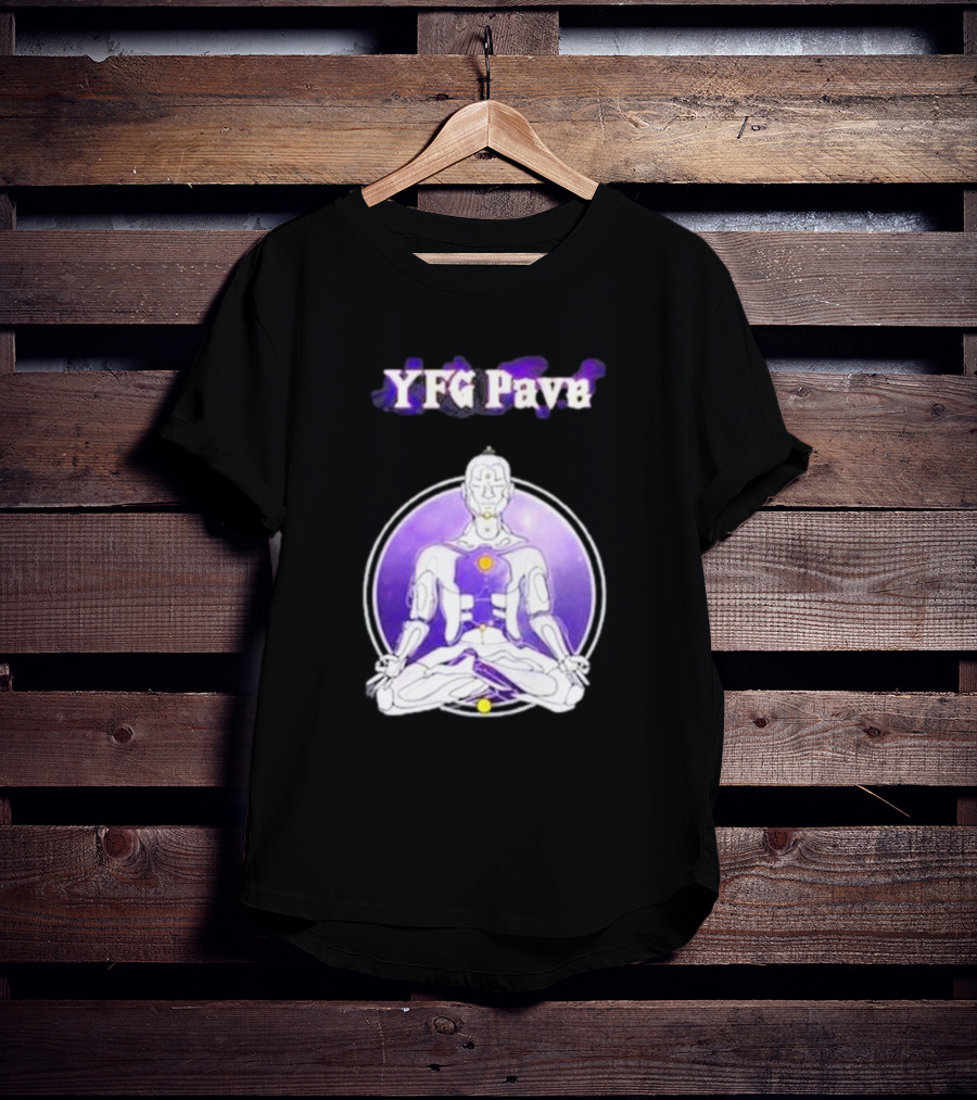 YFG Pave 444 Meditating Robotic Figure Purple Mandala T-Shirt