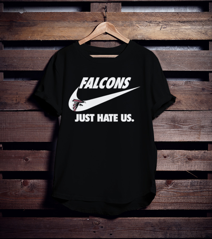 Atlanta Falcons Just Hate Us Logo Swoosh T-Shirt