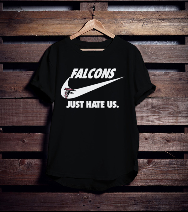 Atlanta Falcons Just Hate Us Logo Swoosh T-Shirt