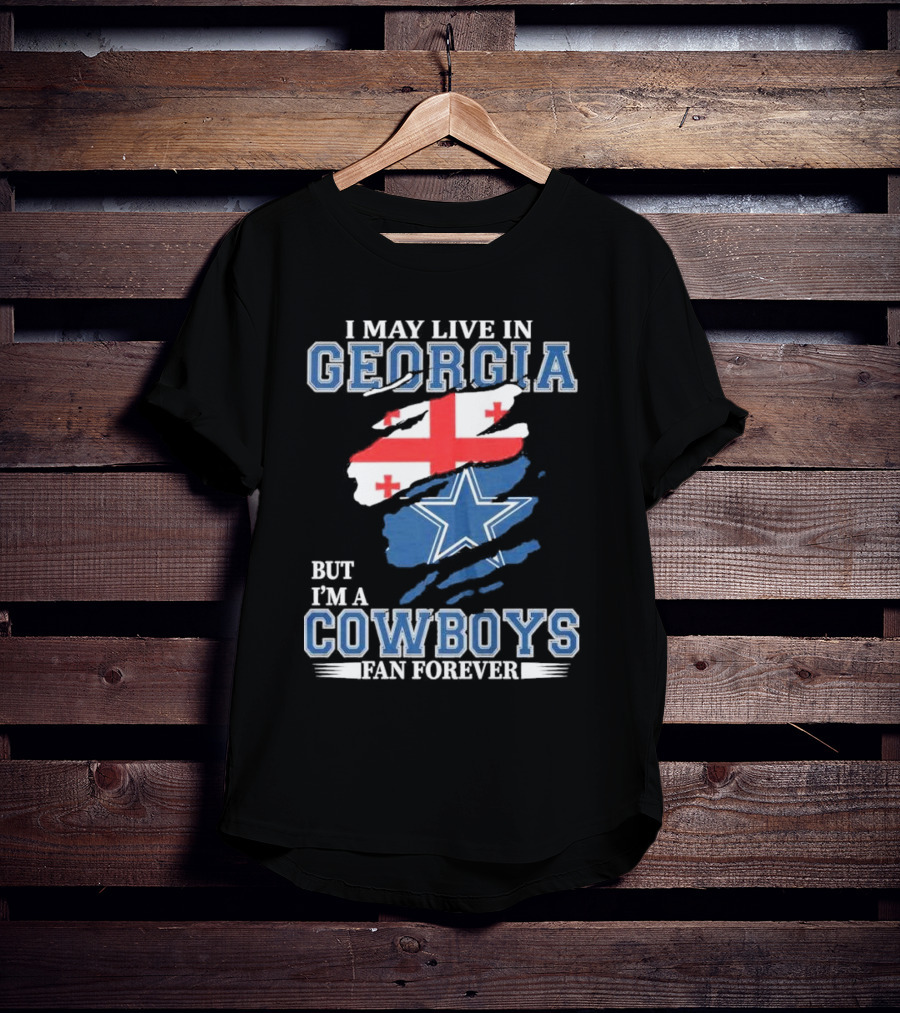 Dallas Cowboys Fan Forever Living In Georgia With Star And Flag Elements T-Shirt