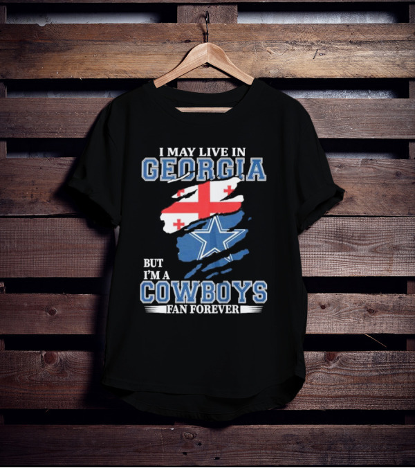 Dallas Cowboys Fan Forever Living In Georgia With Star And Flag Elements T-Shirt