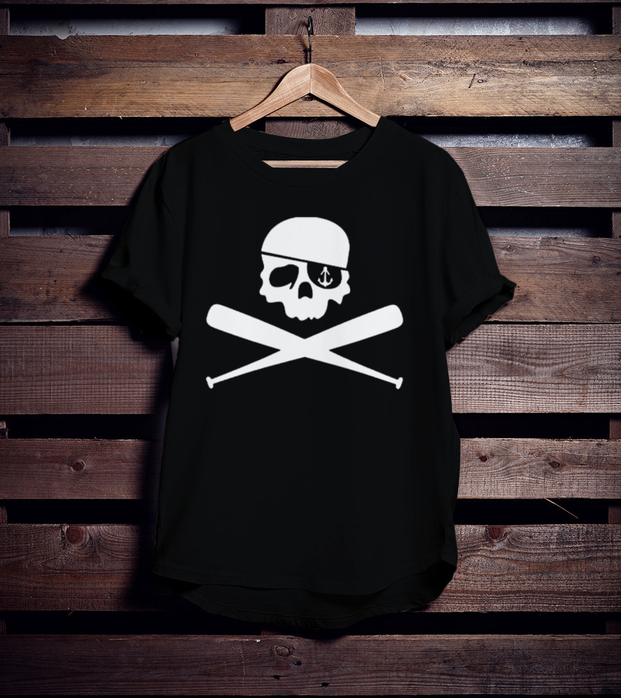 Bryan Reynolds Pirates Anchor-Eyed Skull Crossed Baseball Bats T-Shirt