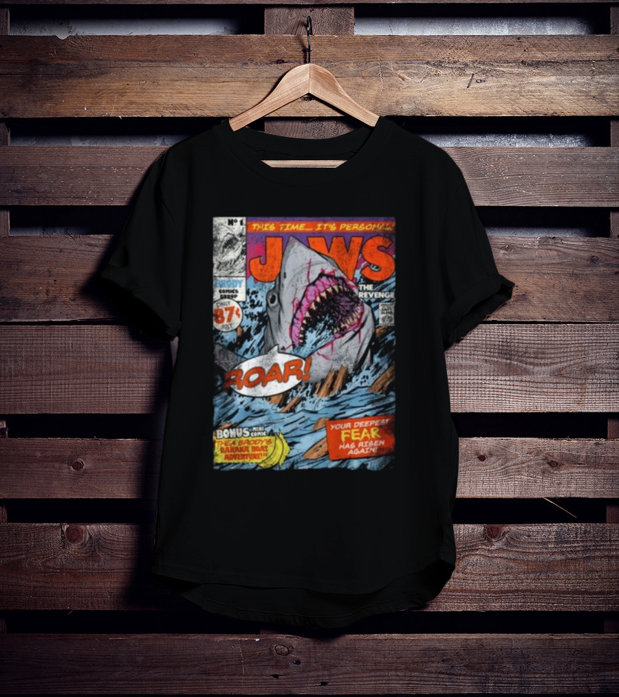 Fright-Rags Jaws The Revenge Comic Cover Shark Roar Adventure T-Shirt