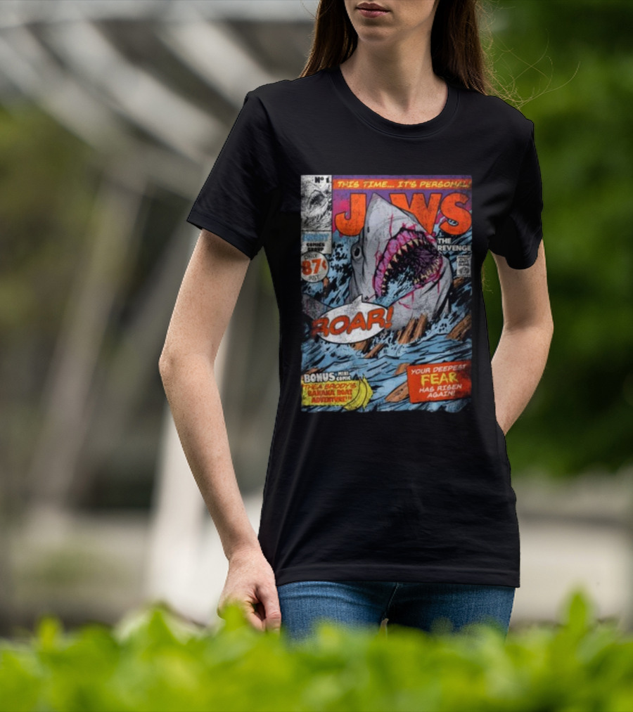 Fright-Rags Jaws The Revenge Comic Cover Shark Roar Adventure T-Shirt