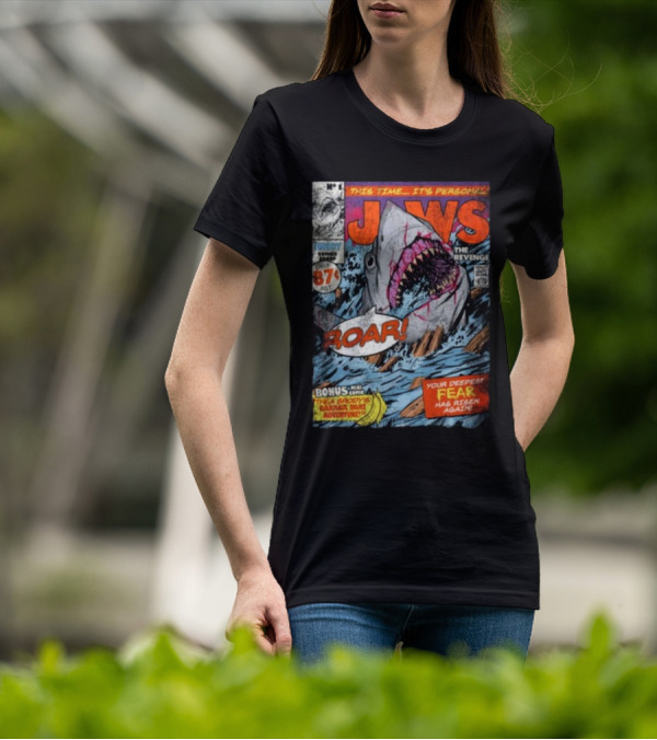 Fright-Rags Jaws The Revenge Comic Cover Shark Roar Adventure T-Shirt