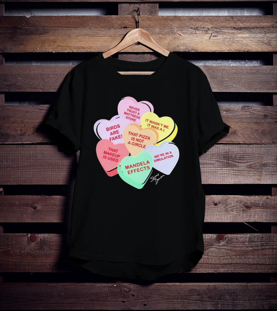 Shane Dawson Conspiracy Hearts Birds Are Fake Mandela Effects Simulation Pizza AI T-Shirt