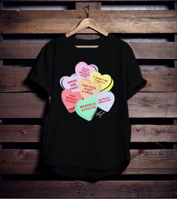 Shane Dawson Conspiracy Hearts Birds Are Fake Mandela Effects Simulation Pizza AI T-Shirt
