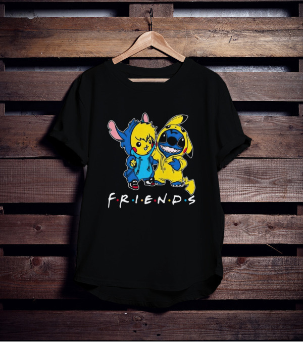 Friends Stitch And Pokemon Pikachu Friends For Life Disney T-Shirt