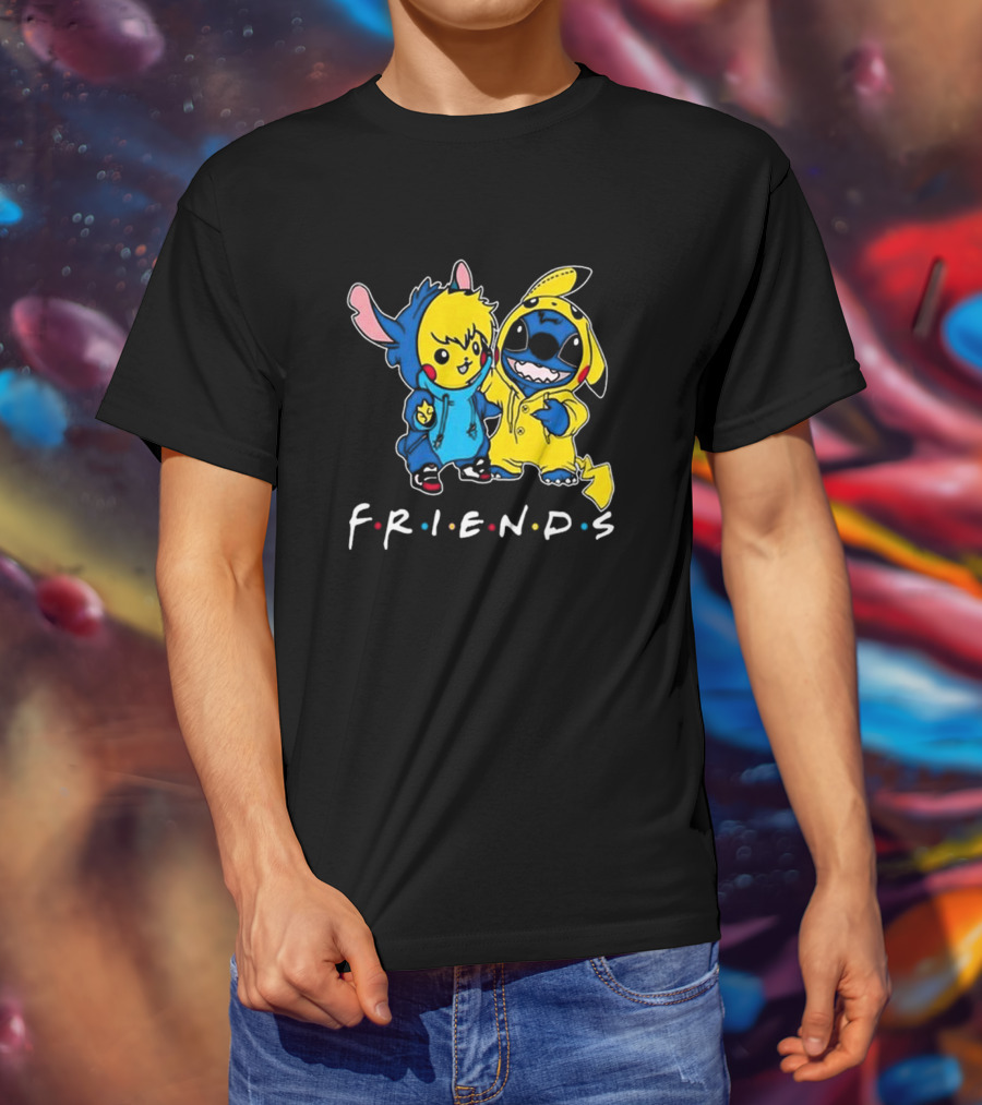 Friends Stitch And Pokemon Pikachu Friends For Life Disney T-Shirt