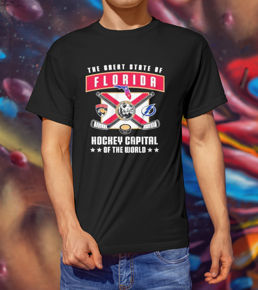 The Great State Of Florida Hockey Capital Of The World Tampa Bay Lightning Florida Panthers T-Shirt