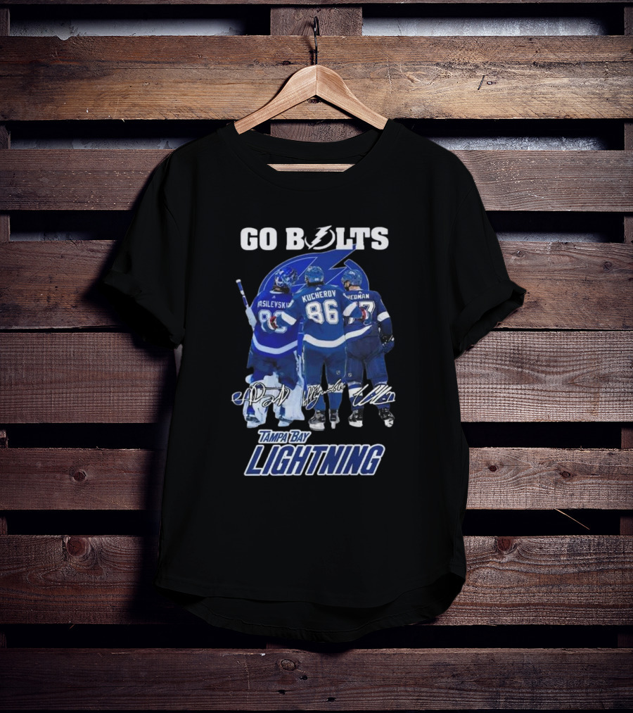 Tampa Bay Lightning Go Bolts Asilevskiy Kucherov Hedman Signatures T-Shirt