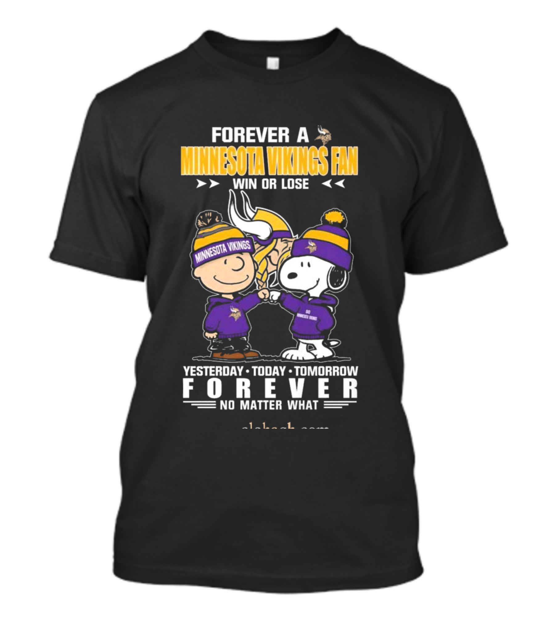 Forever A Minnesota Vikings Fan Charlie Brown And Snoopy Yesterday Today Tomorrow No Matter What T-Shirt