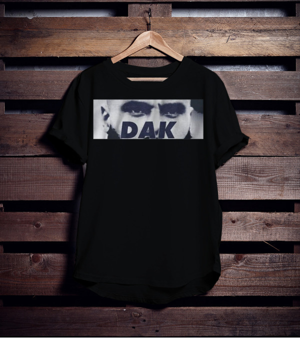 Dak Prescott QB Eyes Black And White Image T-Shirt