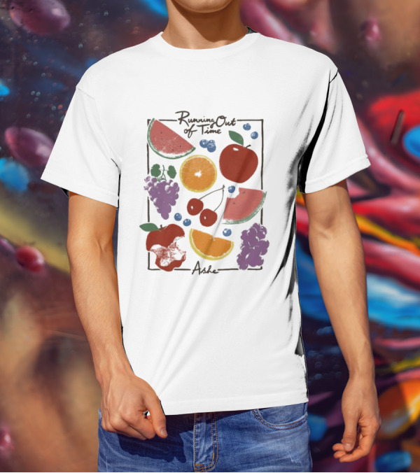 Running Out Of Time Ashe Fruit Collage Watermelon Orange Apple Grapes T-Shirt