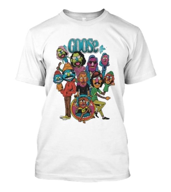 GOOSE Puppets Vibrant Cartoon Characters Ensemble T-Shirt