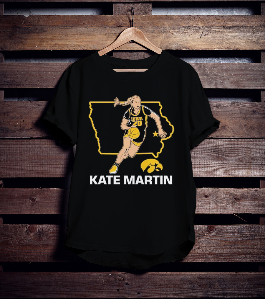 Kate Martin Iowa Basketball Star Player Number 20 Hawkeyes State Outline T-Shirt