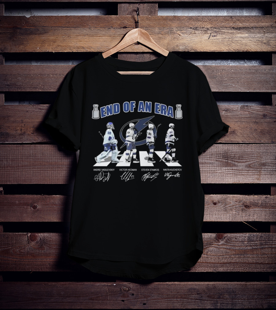 End Of An Era Tampa Bay Lightning Abbey Road Vasilevskiy Hedman Stamkos Kucherov Signatures T-Shirt