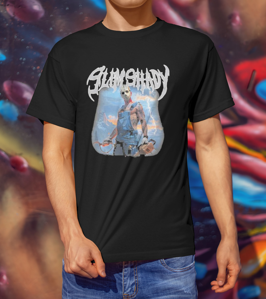 Slim Shady Eminem Chainsaw Masked Horror Character T-Shirt