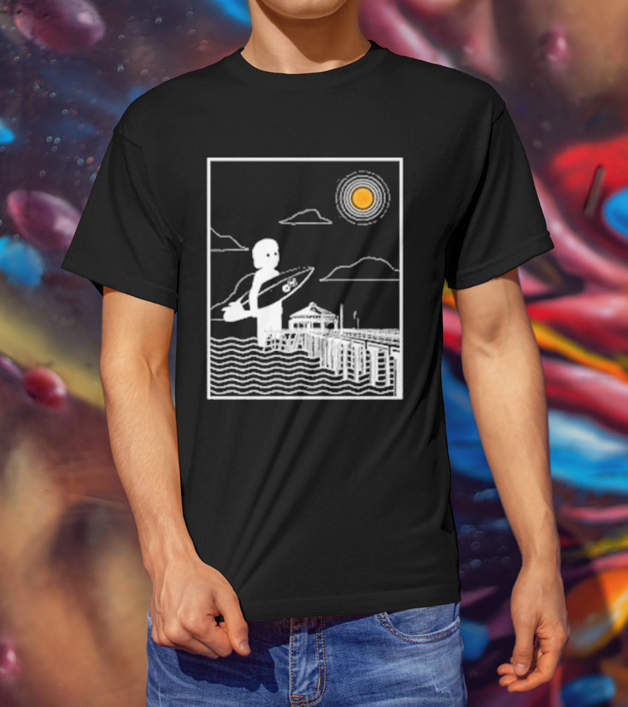 William Black Surfing Pier Orange County Sunset T-Shirt