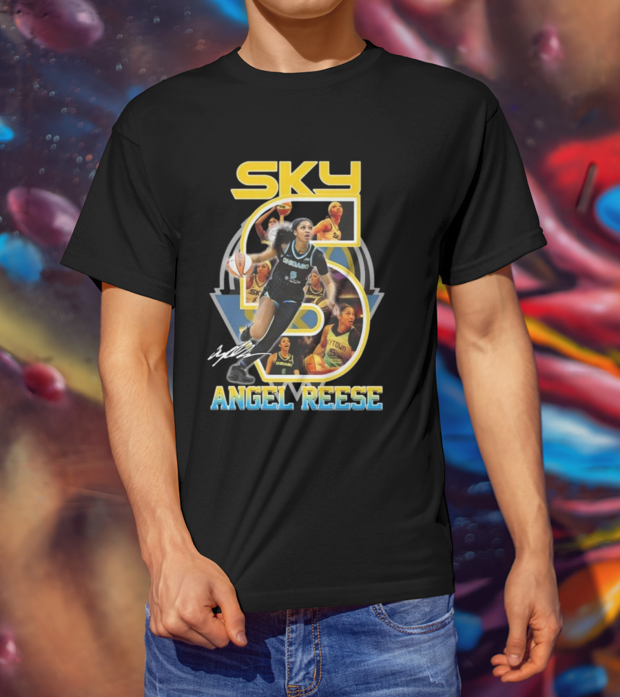 Chicago Sky Angel Reese 5 Signature WNBA T-Shirt