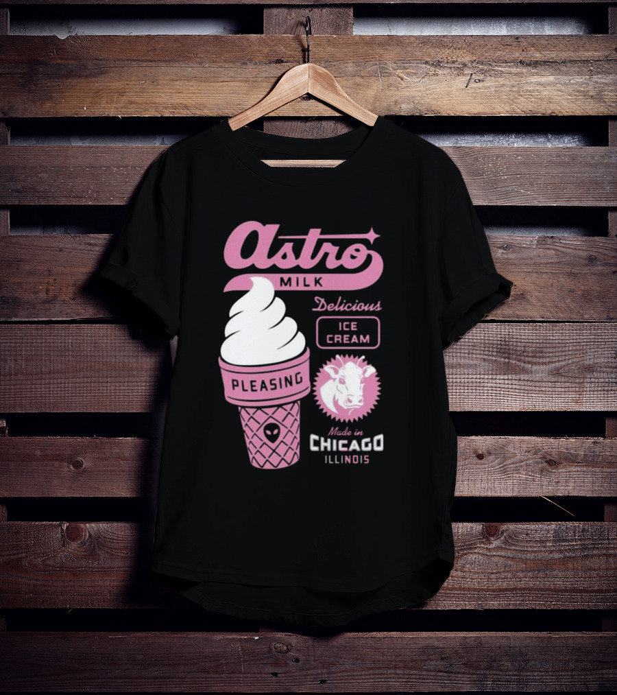 Astro Milk Delicious Ice Cream Pleasing Made In Chicago Illinois T-Shirt