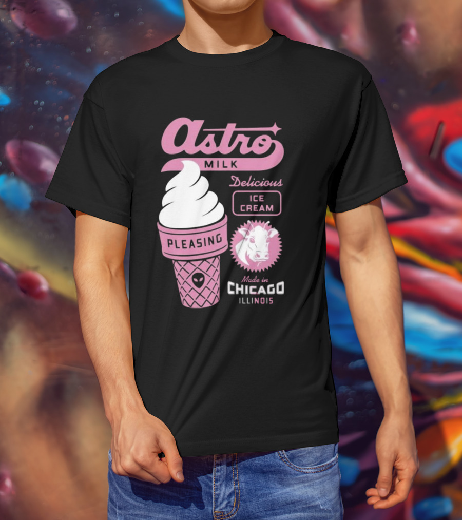 Astro Milk Delicious Ice Cream Pleasing Made In Chicago Illinois T-Shirt