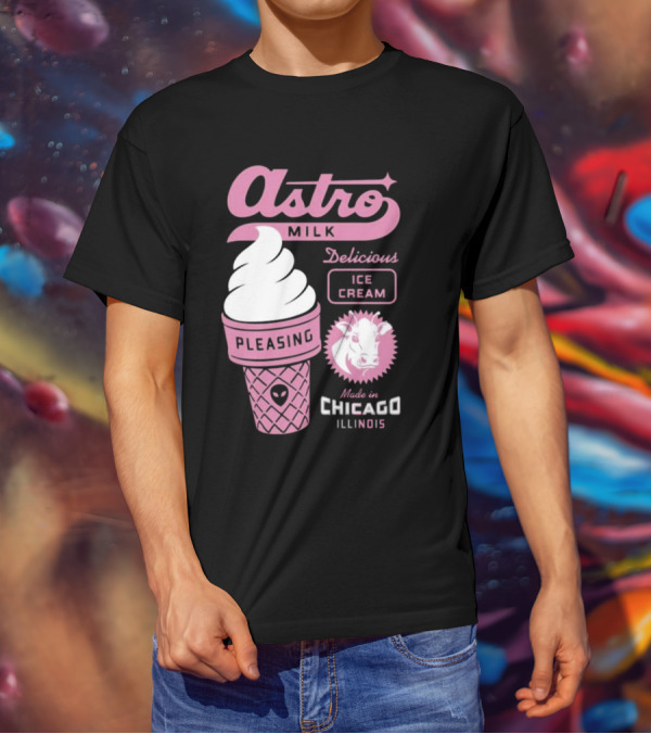 Astro Milk Delicious Ice Cream Pleasing Made In Chicago Illinois T-Shirt
