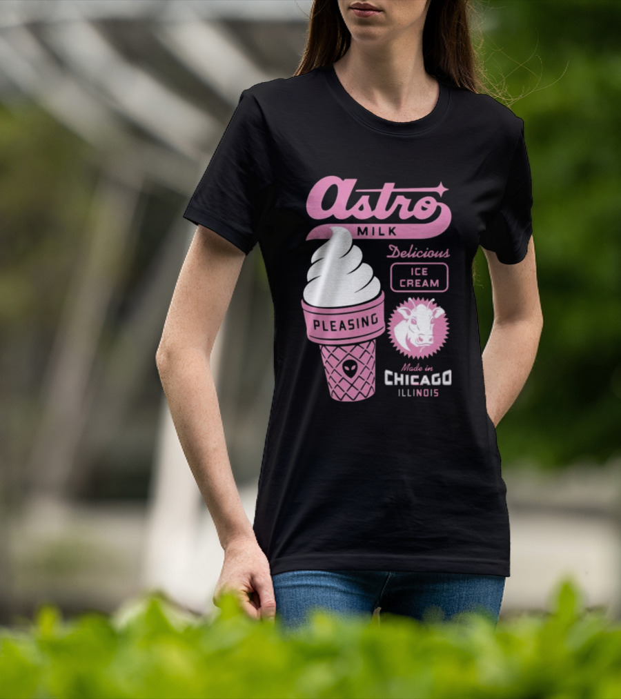 Astro Milk Delicious Ice Cream Pleasing Made In Chicago Illinois T-Shirt