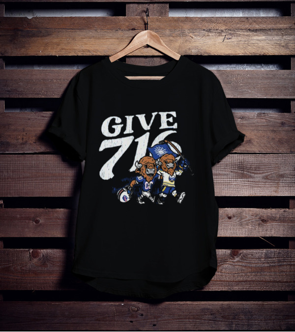 Buffalo Bills Sabres Give 716 Bison Characters Football Hockey Flag T-Shirt