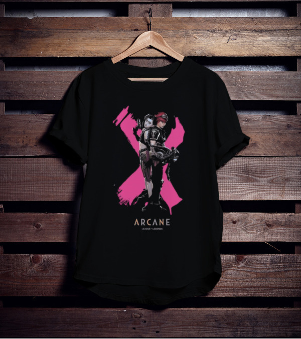 Arcane League Legends Jinx Vi Pink X T-Shirt