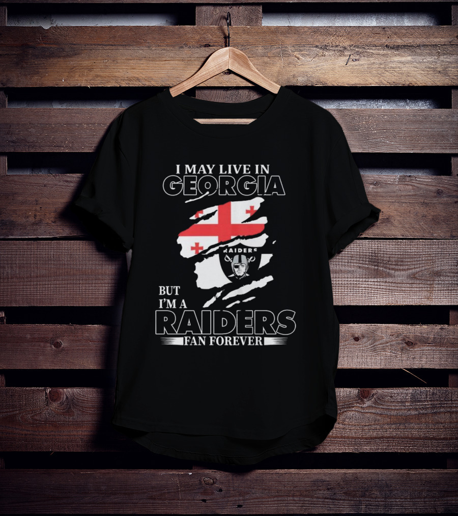 Las Vegas Raiders Fan Forever Living In Georgia With Raiders Logo And Flag T-Shirt