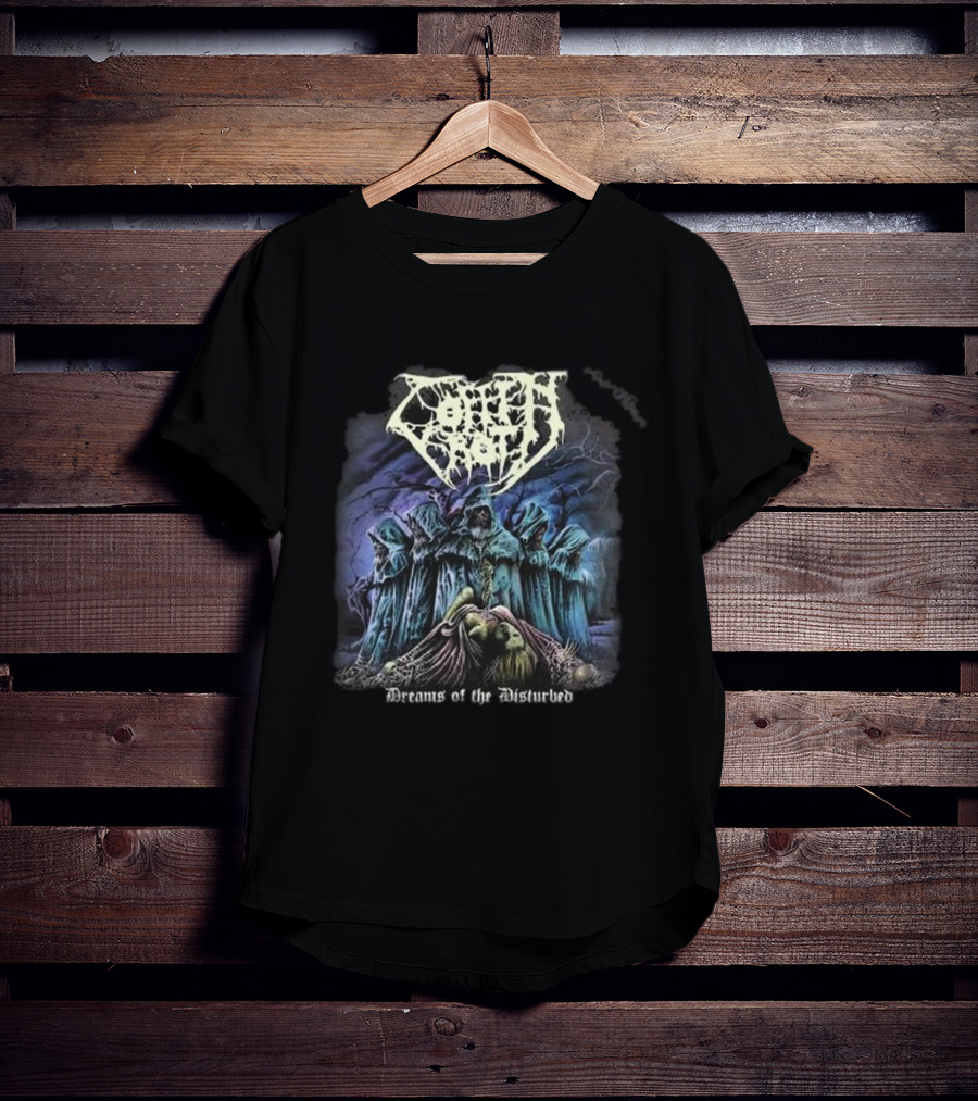 Coffin Rot Dreams Of The Disturbed Hooded Figures Enigmatic Ritual Scene T-Shirt