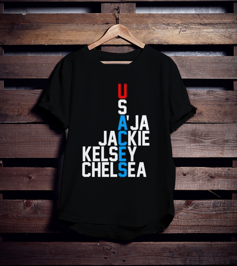 Usaces A’ja Jackie Kelsey Chelsea Team Names Vertical Arrangement T-Shirt
