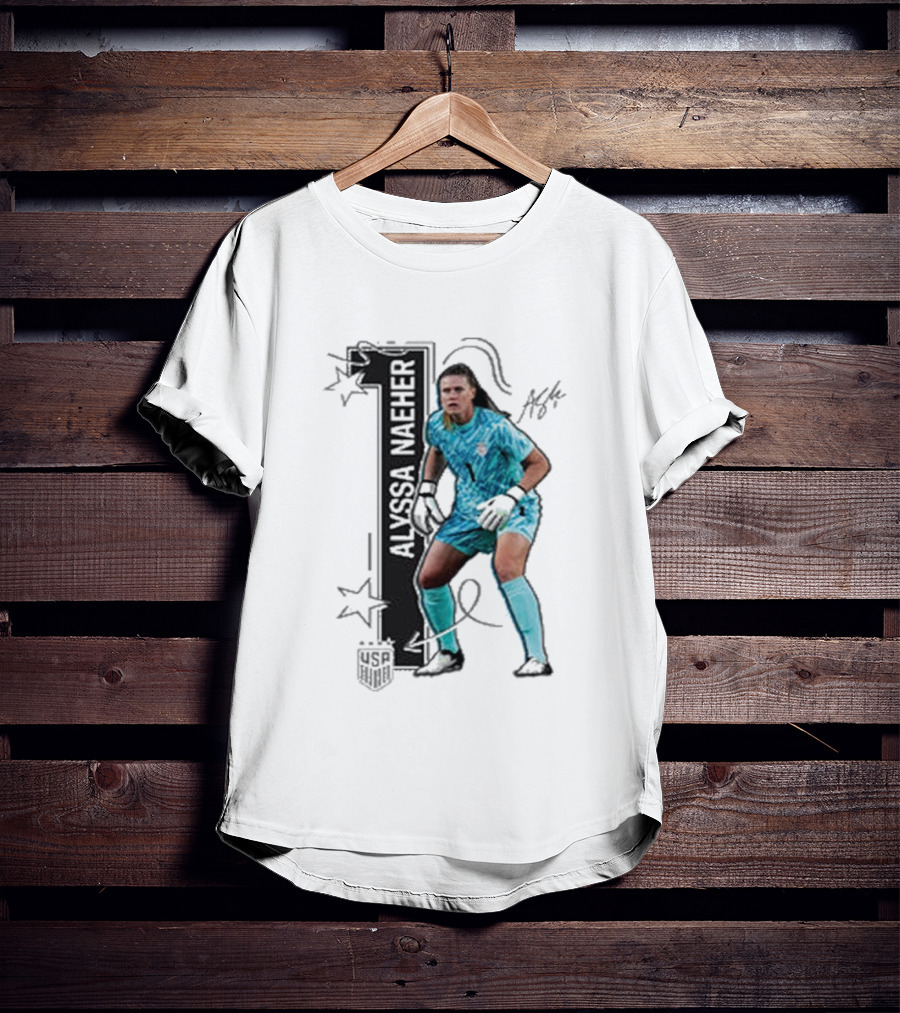 USWNT Alyssa Naeher Number One Star Keeper Signature T-Shirt