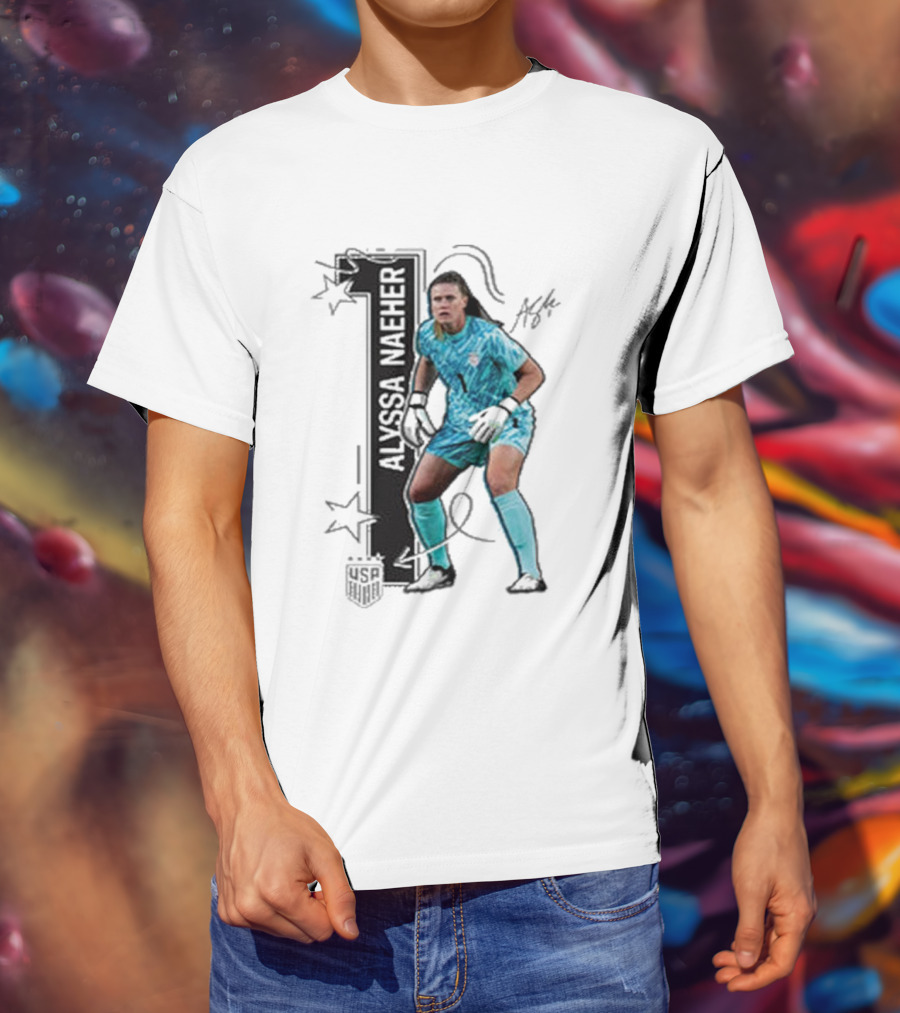 USWNT Alyssa Naeher Number One Star Keeper Signature T-Shirt